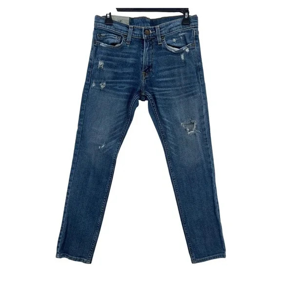 Hollister‎ Men's Skinny Jeans 28X30 Med Wash Distressed Stretch Denim