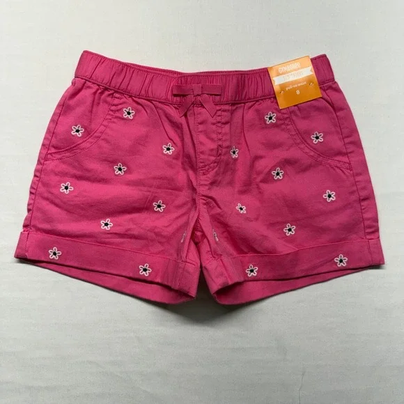 Gymboree Girls Pink Daisy Embroidered Sun Shorts Size 8 NWT Floral Cotton