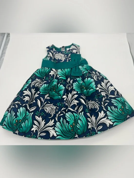 Gymboree Girl Blue Green Floral Dress 3T