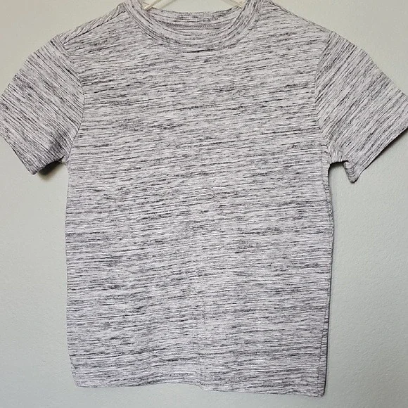 Gymboree Size Small 5-6 Gray Spacedye Crew Neck Comfy Short Sleeve Stretch Tee