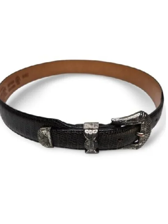Silver Creek Croc Embossed Distressed Metal Western Belt Women's Ranch Retro 28