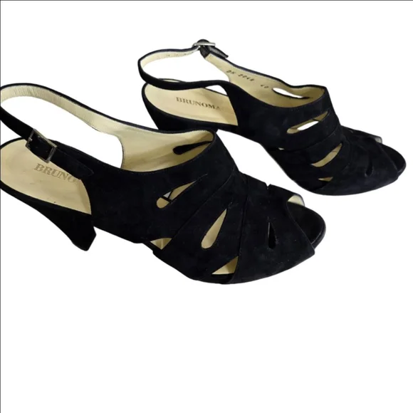 Women's Bruno Magli Black Suede Cutout Slingback Sandals Size EU 40 US 9.5-10