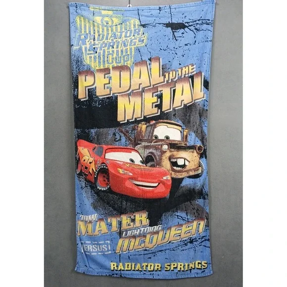 Disney Pixar Cars Beach Towel Multicolor Lightning McQueen Radiator Spring 56x30