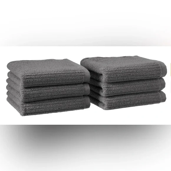 Amazon Aware 100% Organic Cotton Plush Washcloths, 6-Pack, Dark Gray Pack Of 6)