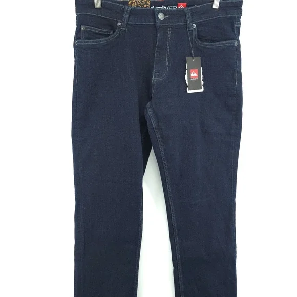 Quiksilver Mens Slim Fit Jeans Cotton Stretch Dark Blue 33x32 New With Tags