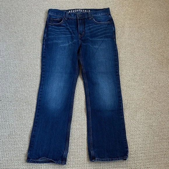 Aeropostale Driggs Slim Bootcut Jeans, 30x30, Dark Wash Denim