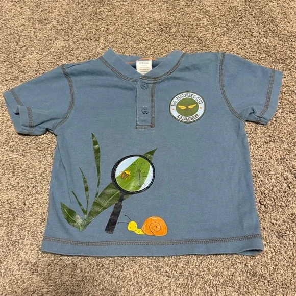 Gymboree Bug Discovery Club Shirt 12-18 Months Blue Insect Nature Tee VTG