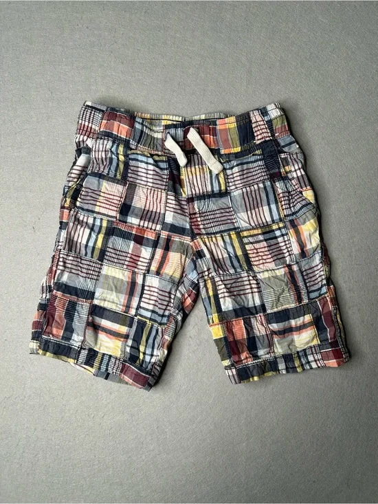 Gymboree Boys Size 6 Madras Shorts Patchwork Pink, Blue, Yellow Plaid