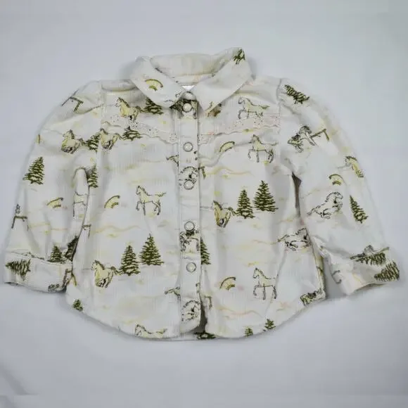 Gymboree Girls 12-18 Month Corduroy Horse Shirt Long Sleeve Western Cowgirl Top