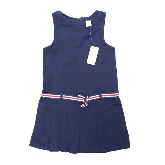 Gymboree Girl's Sleeveless Dress Size 7 A-Line School Preppy Crew Neck Navy Blue