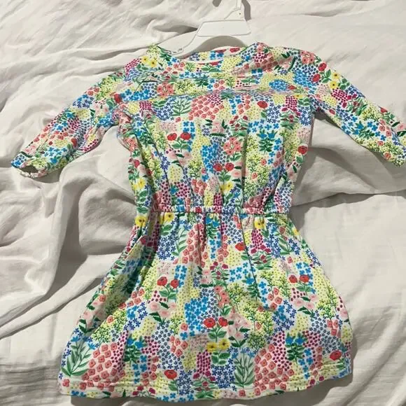 Gymboree s 4t floral French terry dress pockets worn once elastic waist euc