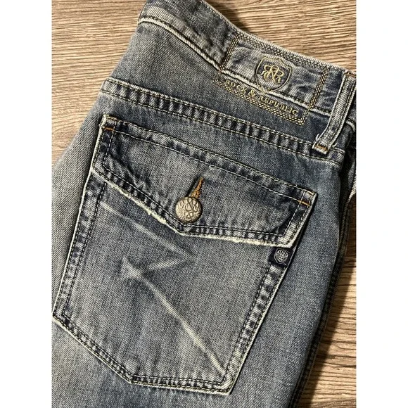 Rock & Republic Men's Henlee Boot Cut Medium Wash Blue Jeans Size 34x30