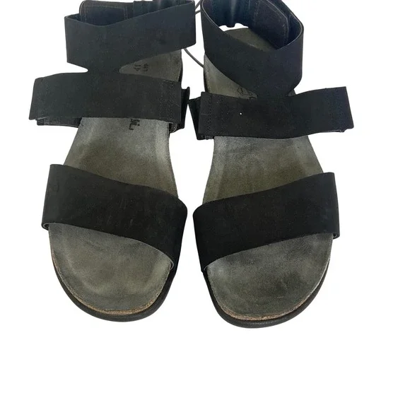 Naot Women Black Larissa Leather Ankle Strap Sandals Made in Israel Size 41 10
