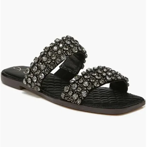 Sam Edelman Women's Ezel Black Crystal Embellished Sandals - Size 7.5