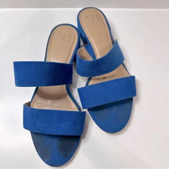 A New Day Sandals 2 Straps Blue Size 7