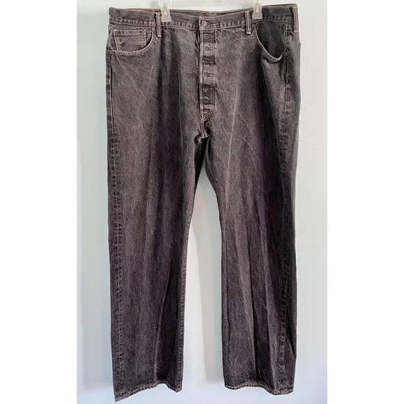 Levis 501XX Mens 46x31 (Measured) Gray Acid Wash Straight Leg Button Fly Jeans