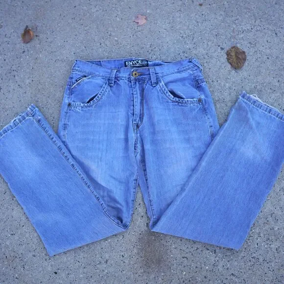 Vintage Enyce Jeans W34 Straight Leg Y2K Streetwear 100% Cotton Embroidered