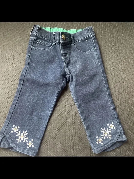 Gymboree Dark Blue Girls' Jeans with White Floral Embroidery