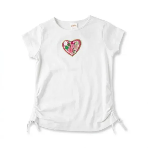 Vintage Gymboree Top Girls Size 5 White T Shirt Sweetheart Line Heart Y2K NWT