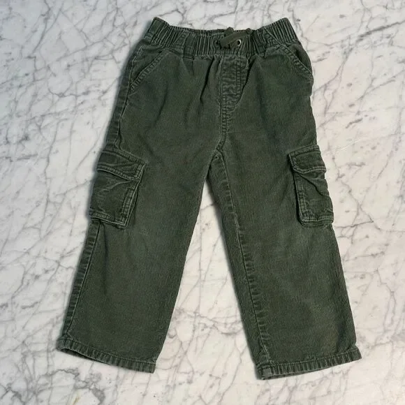Kids Gymboree Wide Leg Corduroy Green Cargo Pant Sz 3T Pull On