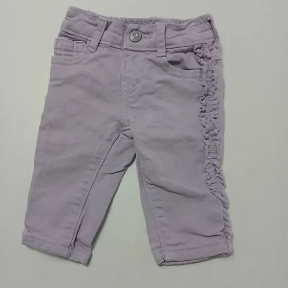 Gymboree Baby Toddler Girls 0-3M Skinny Leg Jeans Purple Stretch Pockets‎ Denim