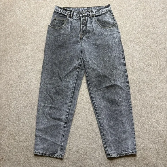 Vtg 80s Gap Jeans 32x30.5 Gray Relaxed Tapered Acid Wash Button Fly Denim Pants