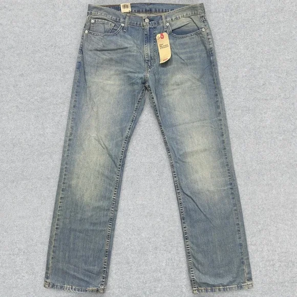Levi's Jeans Men's 36x34 Blue Denim Distressed Relaxed Fit Straight Leg Modern