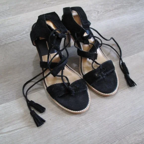DOLCE VITA Black Suede Lace Up Sandals