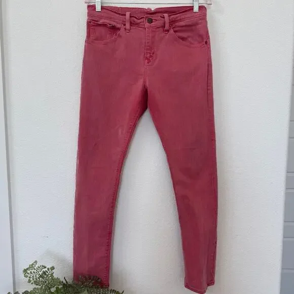 LEVI’S 511 Skinny Jeans Pink Red Denim Mid Rise Stretch Size 30x32‎ Cotton Blend