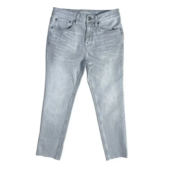 Goodfellow Men's Washed Out Grey Denim Jeans Cutoff Hem Size 28 (READ)