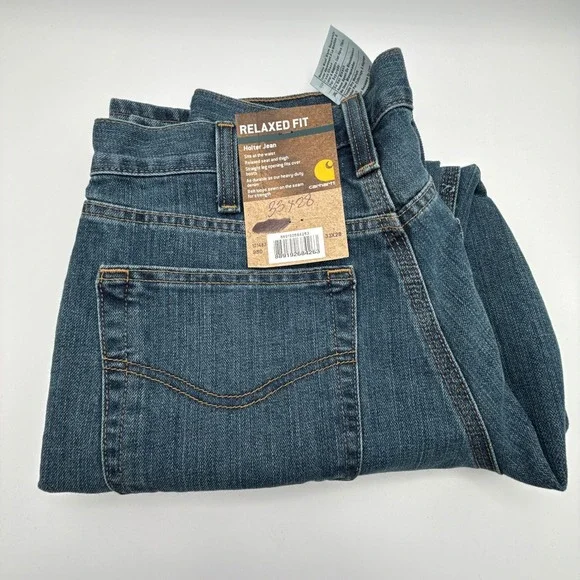 Carhartt Holter Jean Mens 33x28 Relaxed Fit Straight Leg Blue Denim BD1483-M NWT