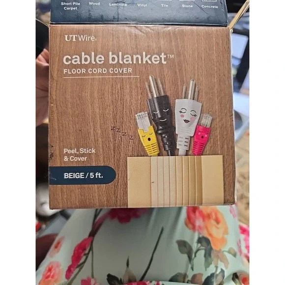 UT WIRE Cable Blanket High Capacity Low Profile Cord Cover & Protector 5' Beige