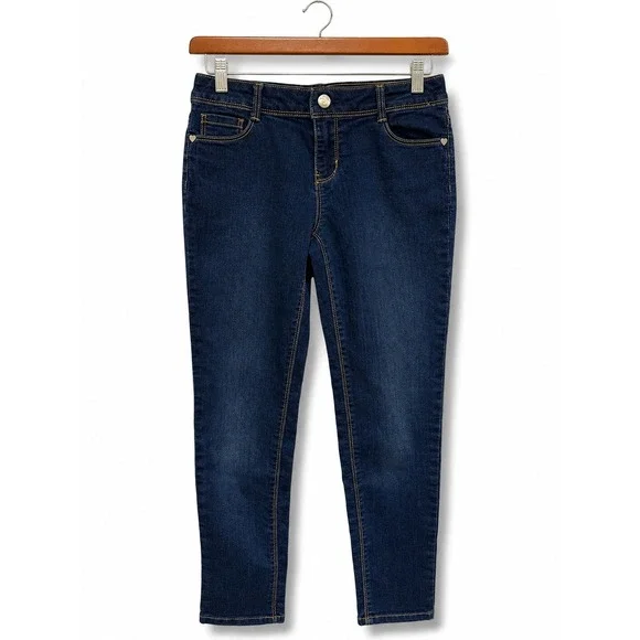 Gymboree Girls Super Skinny Dark Wash Denim Jeans Adjustable Waist 8 Heart Rivet