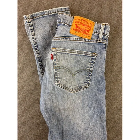 Levi's‎ 511 Slim Fit Jeans Mens 31x31 Light Wash Blue Denim Pants Cotton Blend