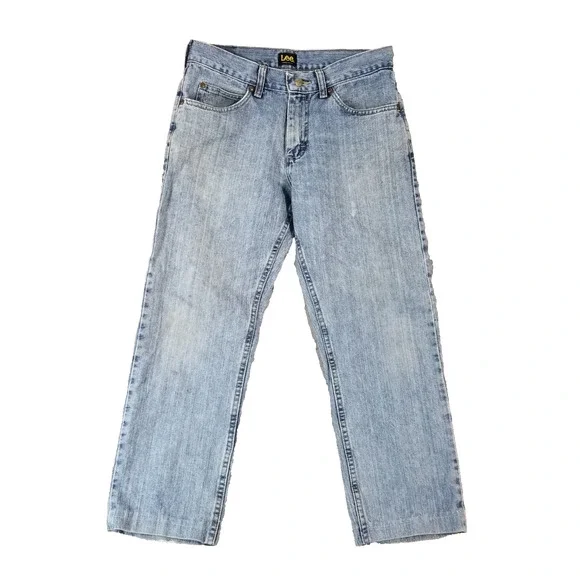 Lee jeans men's 30x26 regular fit‎ straight blue denim pants retro light wash