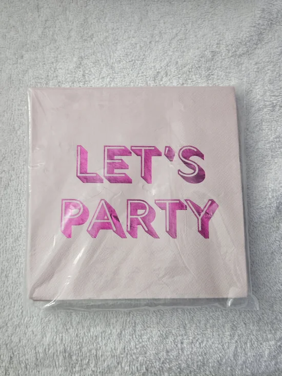 Spritz 30ct Hot Pink Let's Party Napkins Foil Lunch Paper Party Tableware Favors
