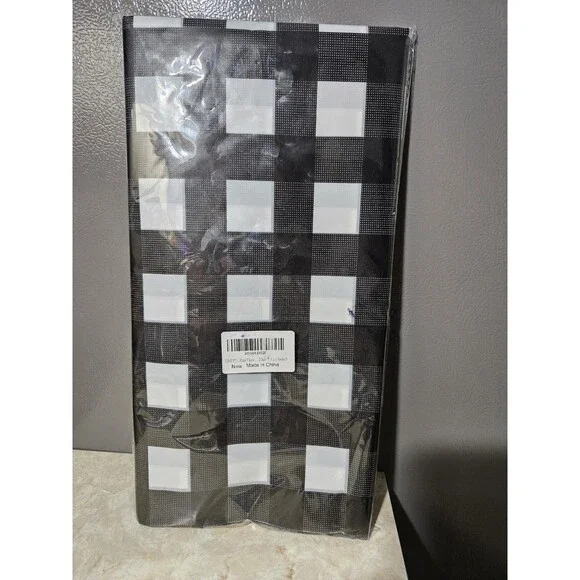 3Pack Plastic Table Cloth Disposable Black & White Checkered Tablecloth 54x108in