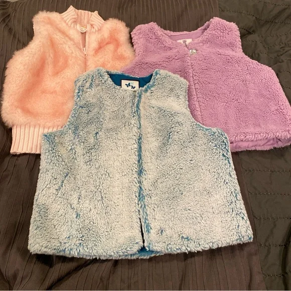 Lot Of‎ 3 Gymboree Vests Girls 5/6 Vests 2016 Butterfly Ballerina Faux Fur