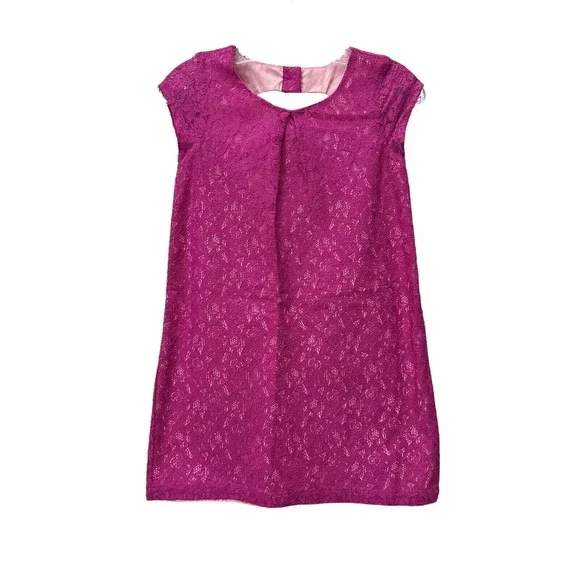 Dressed Up By Gymboree Girls Dress size 8 Pink Lace Overlay‎ Shift Button Back