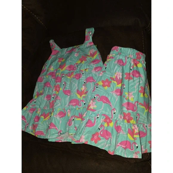 Gymboree tropical paradise flamingo outfit top skort size‎ 7
