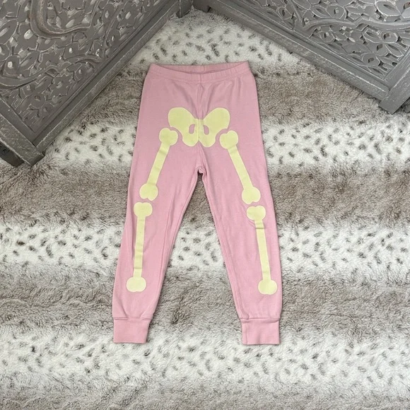 Gymboree pink glow in the dark skeleton pants girls 3T Halloween trick or treat