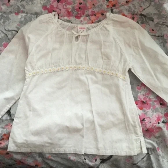 Gymboree Lite White Shirt w Daisy Size 4 Long Sleeve Boho Floral