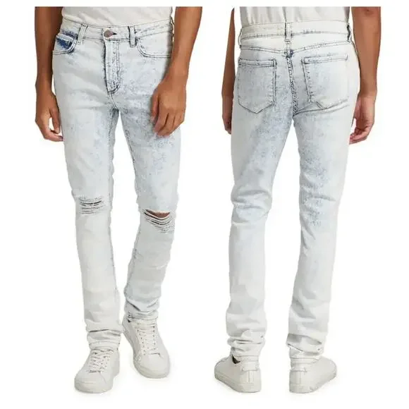NEW Monfrere Grayson Distressed Skinny Jeans Venice Cotton Size 36x33