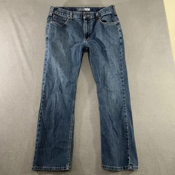 Carhartt Pants Mens 36X30 Blue Straight Fit Outdoor Workwear Jeans Pockets