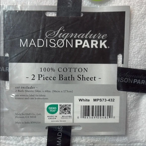 Madison Park White Bath Towels Luxurious Cotton Set