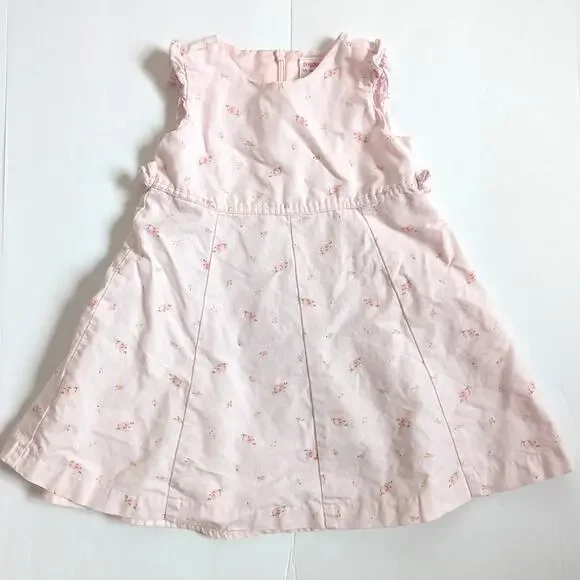 Vtg Gymboree Dress Baby Girls Sz 12-18m Pink Floral Rosebud 2002