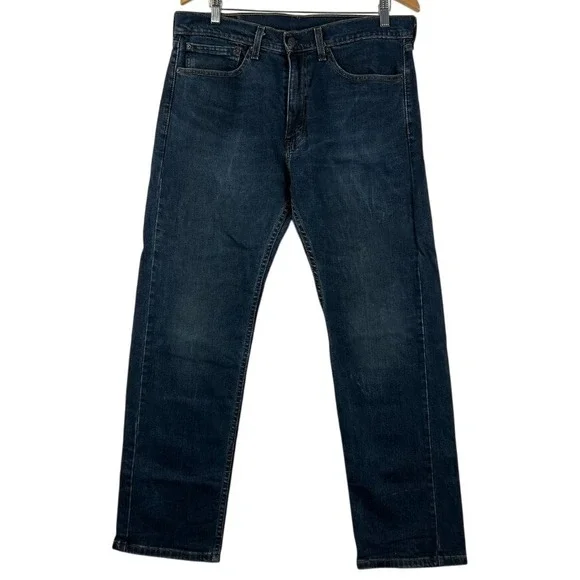 Levis 505 Jeans Mens 34x30 Regular Fit Dark Wash Denim Pants Classic‎