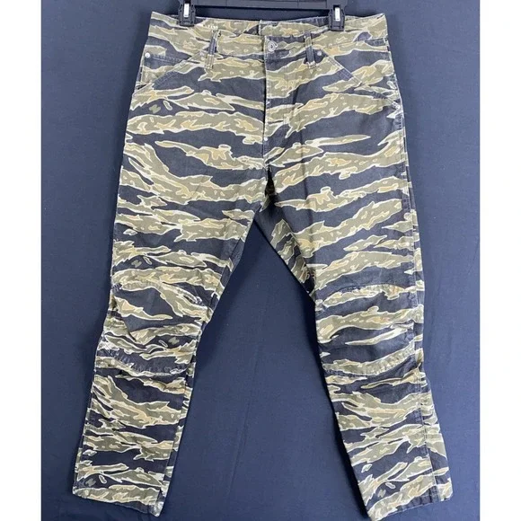 G Star Raw 5622 MENS SIZE 36X32 3D Tapered Camo Denim Pharrell Green Woodland