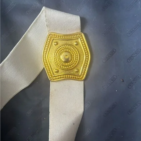 Vintage spandex dress belt gold buckle y2k vintage 1990 pearl accessory rare