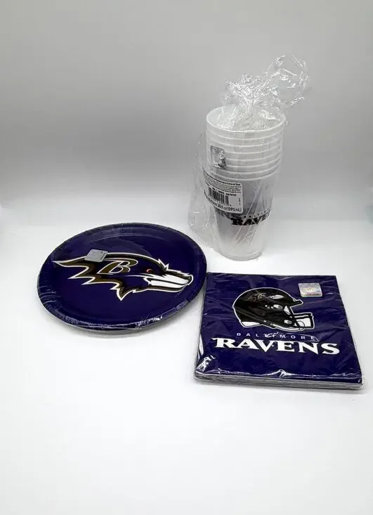 Baltimore Ravens NFL Party Supplies Plates Cups Napkins Set NWT Tailgate
